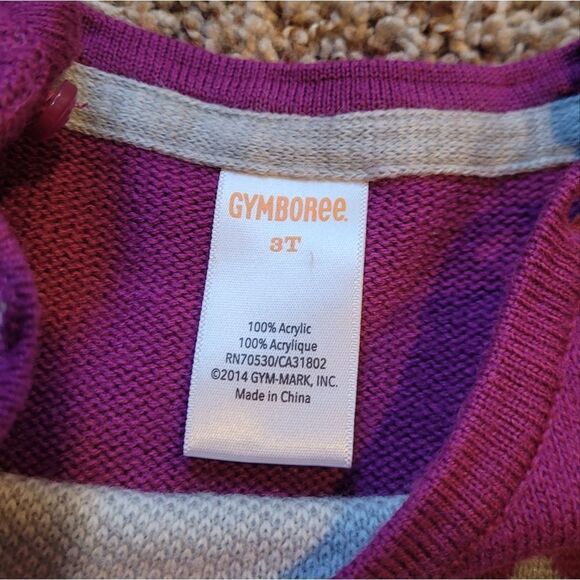 🤸♀️3 for 12🤸♂️ Gymboree 3T Purple Sweater Dress Hearts and Cats Long Sleeve - Picture 3 of 3